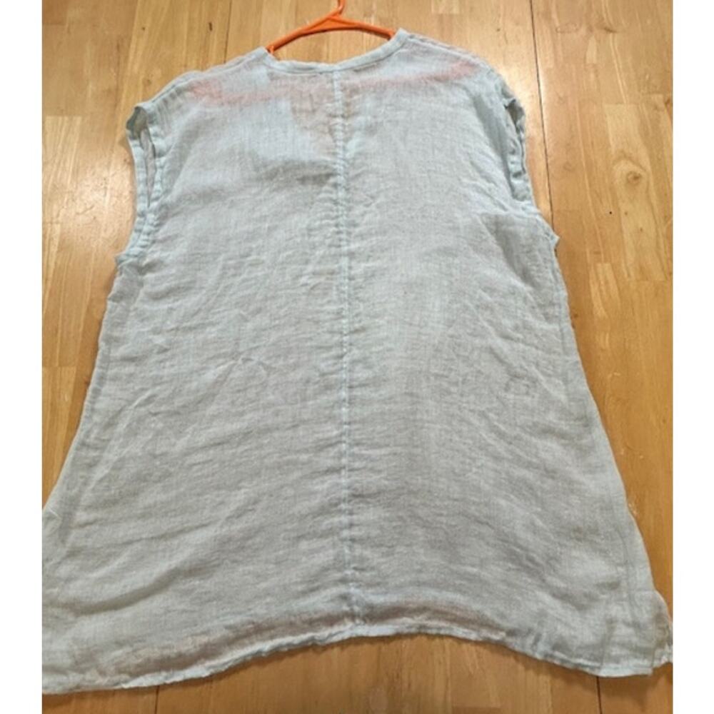 Eileen Fischer Organic Linen Light Blue Tunic Top Size XL